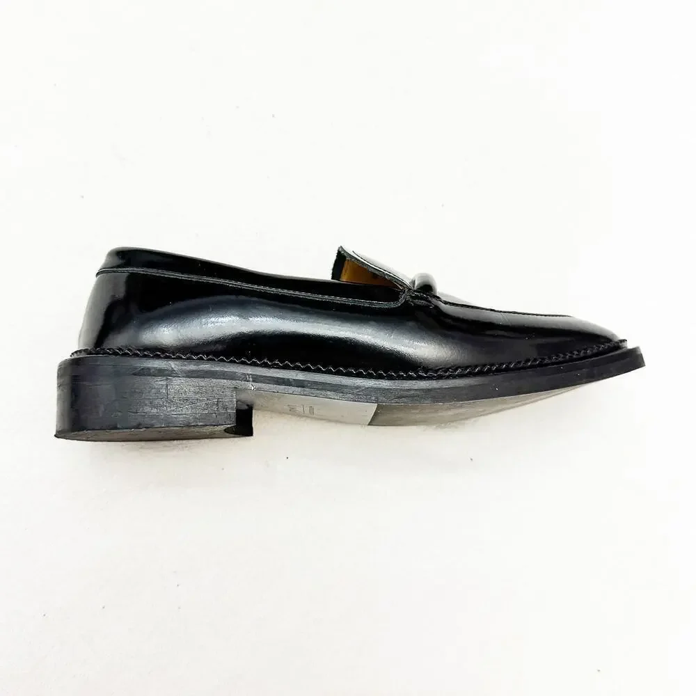 & Other Stories Black Patent Leather Penny Loafers Round Toe Size 36 Portugal